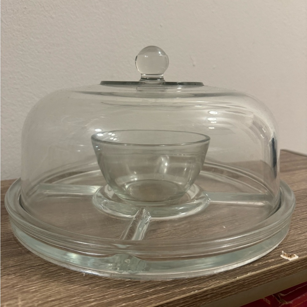 Elegant Glass Serving Dome with Bowl